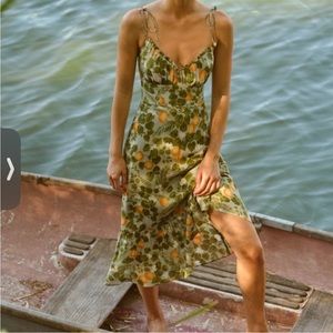 Reformation Embry Midi Dress Orange Grove